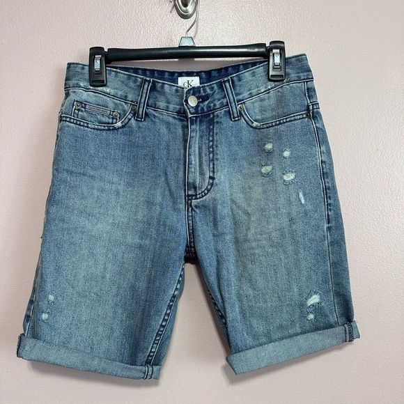 Calvin Klein distressed cut off jean shorts size 28 - Picture 2 of 5